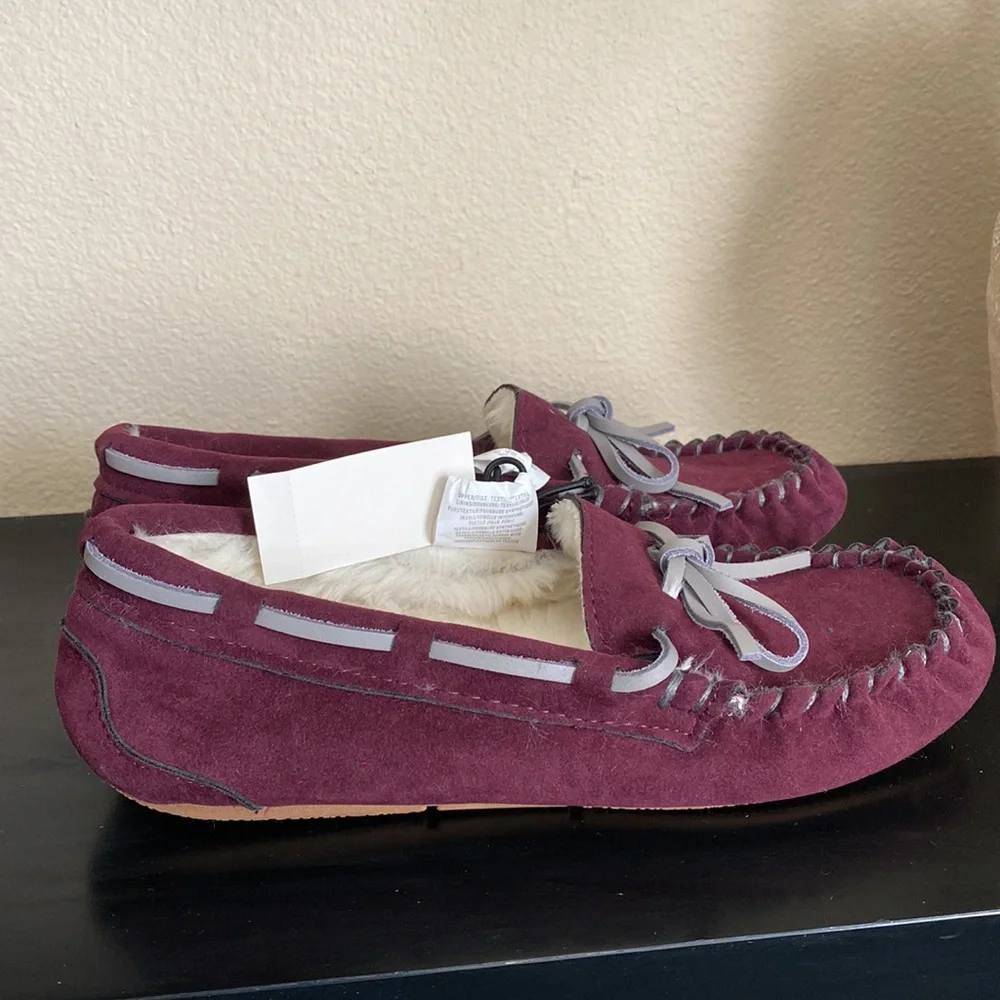 Prince & Fox Fur Lined Shoes, Size US 6W, Maroon, New with Tag - Picture 3 of 9